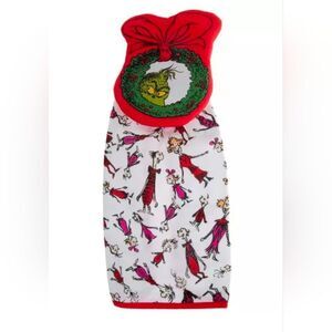 Nwt The Grinch Christmas Wreath Kitchen Hand Towel